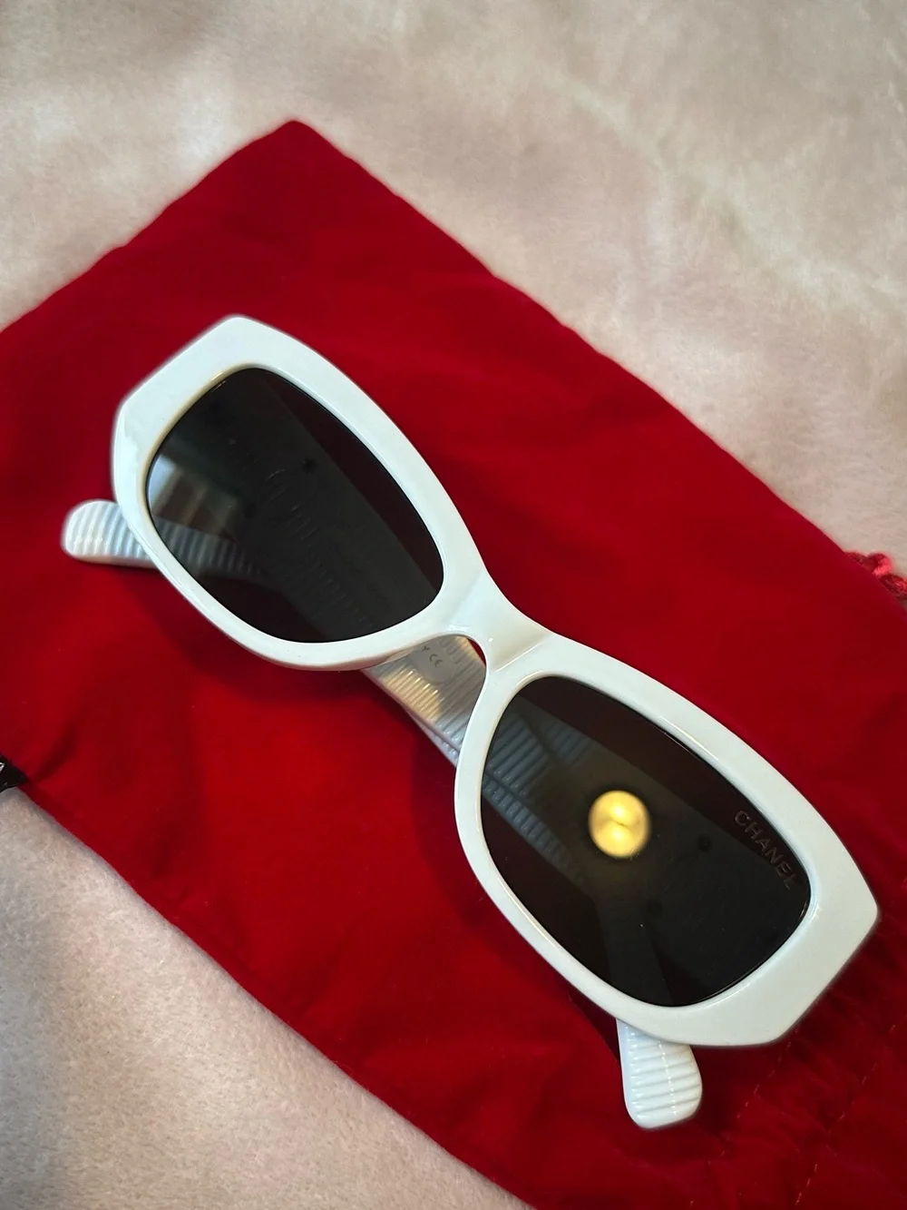 White Rectangular Women's Sunglasses by